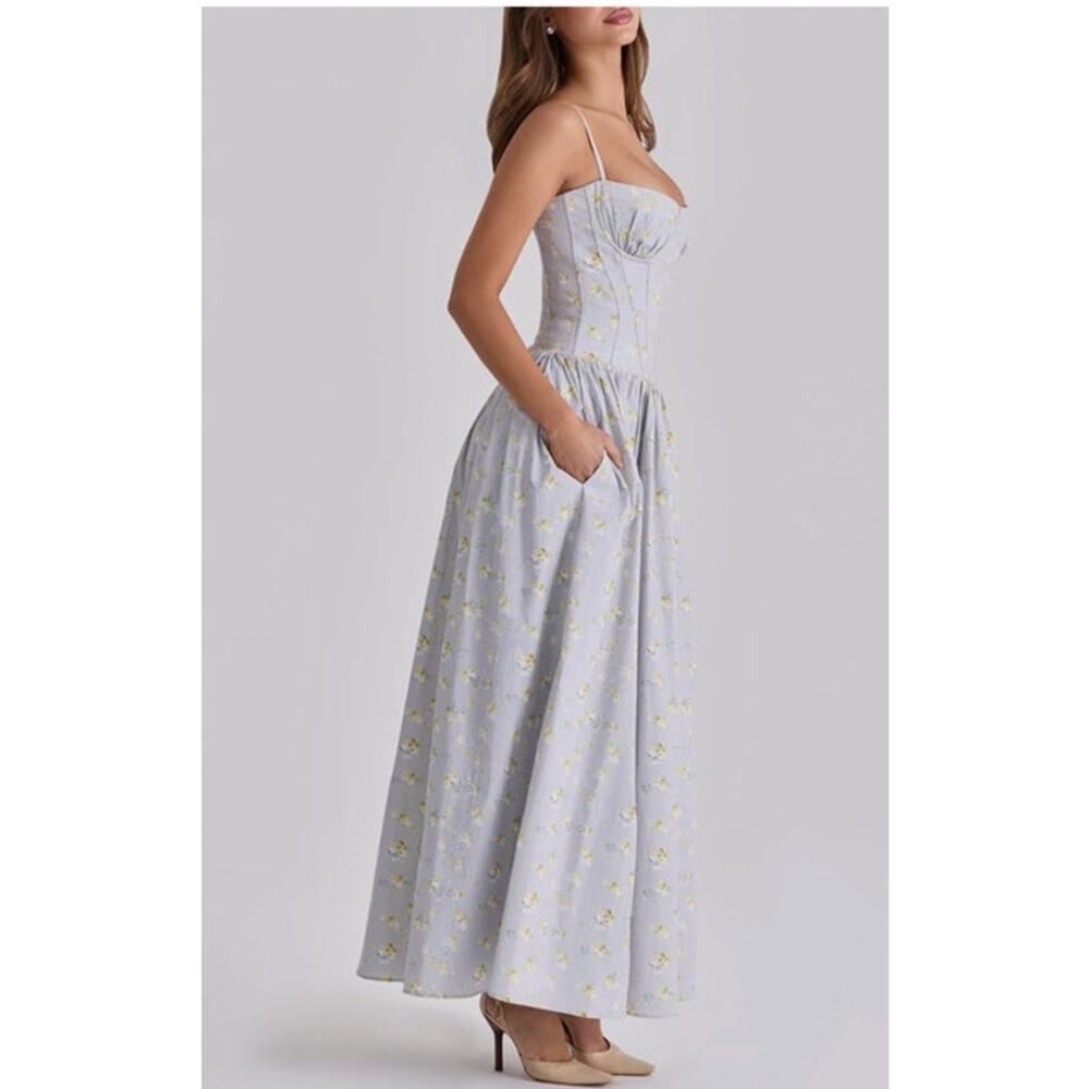 HOUSE OF CB Sz M Medium Bigger Cup Blue Dress Rona Blue Floral Corset - Picture 10 of 11